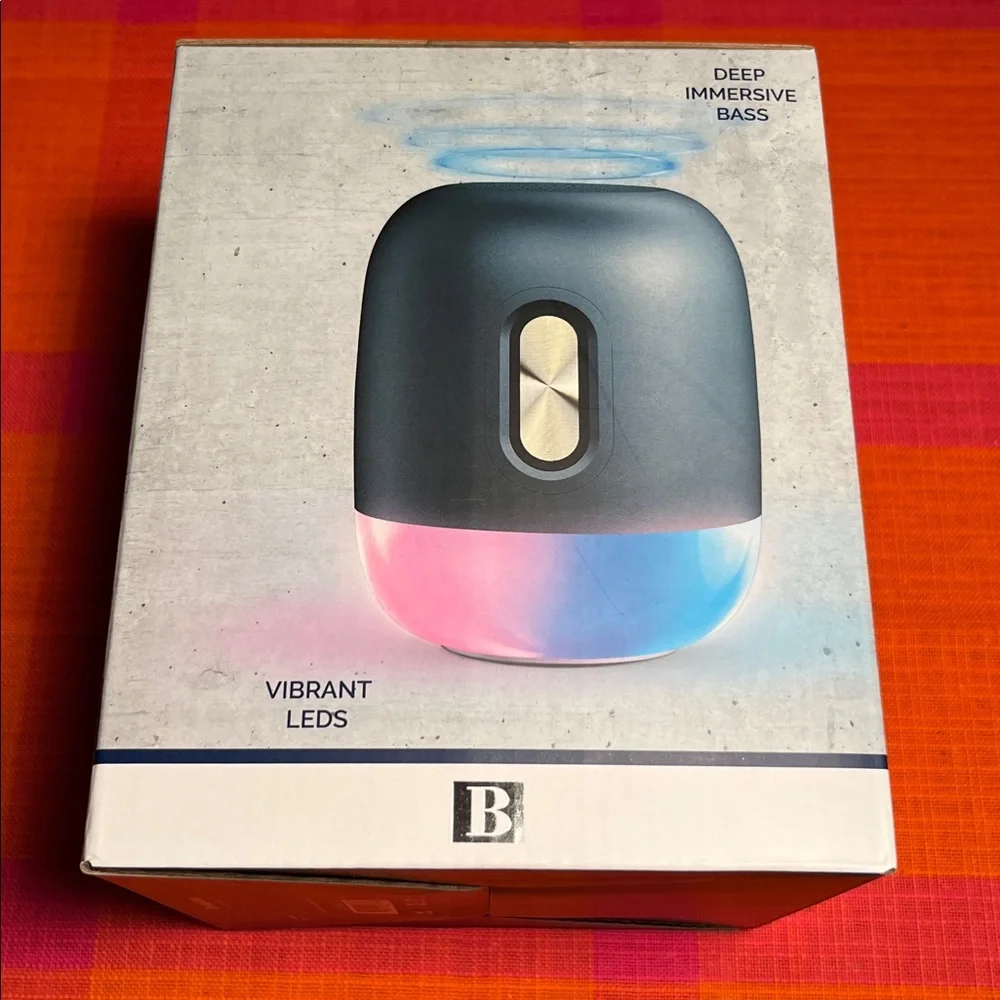 Brookstone Black and White Wireless LED Speaker - Picture 3 of 5